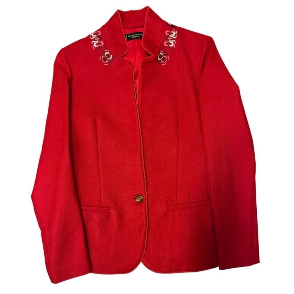 Shanghai Tang Vibrant Red Floral Blazer (Can455)